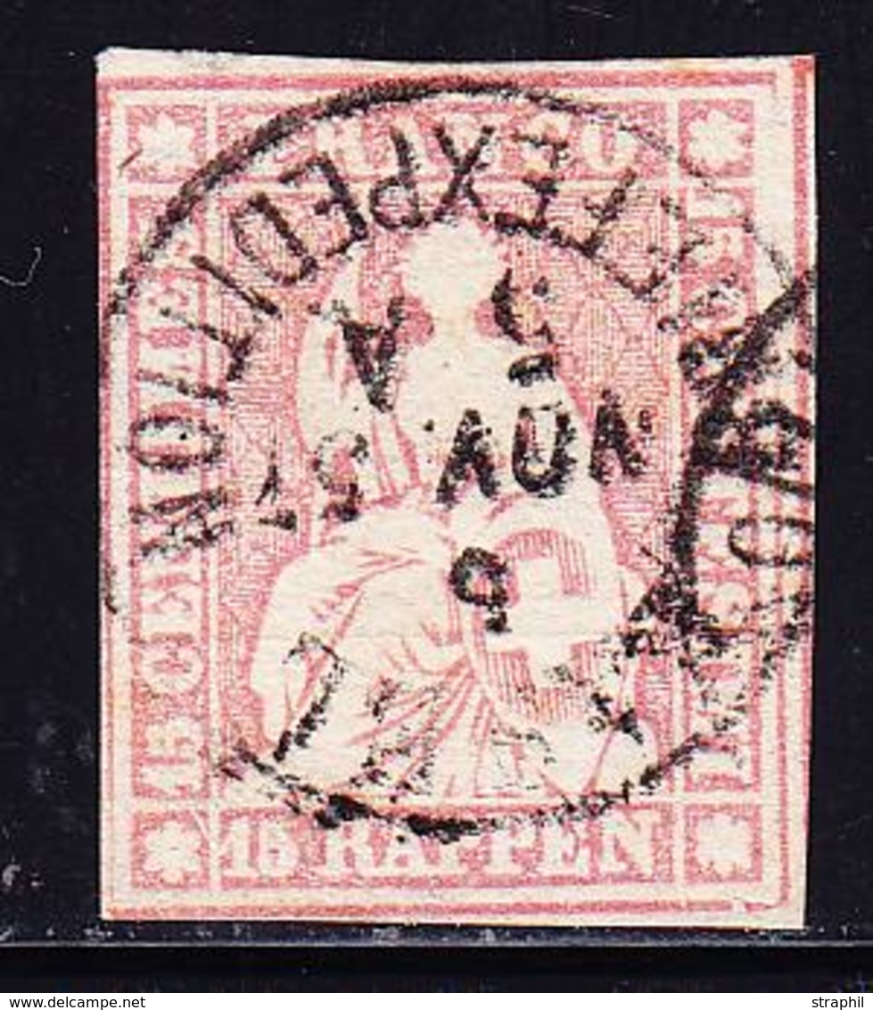 O SUISSE - O - N°28 (Sbk N°24D) - Obl Basel Exp. 5 Nov 57 - TB/sUP - 1843-1852 Federal & Cantonal Stamps