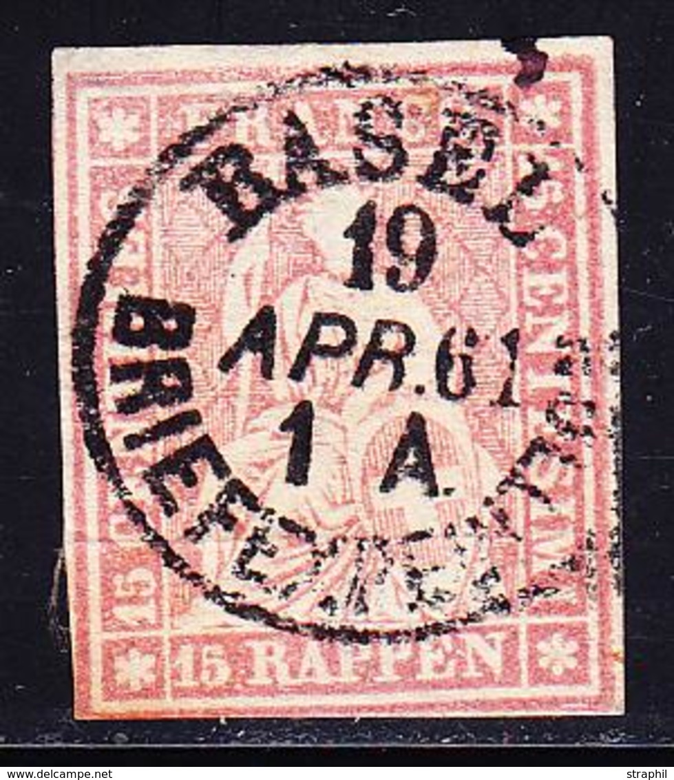 O SUISSE - O - N°28 (Sbk N°24G) - Obl Càd Basel 19 Apr 61 - Signé Hermann - TB - 1843-1852 Federal & Cantonal Stamps