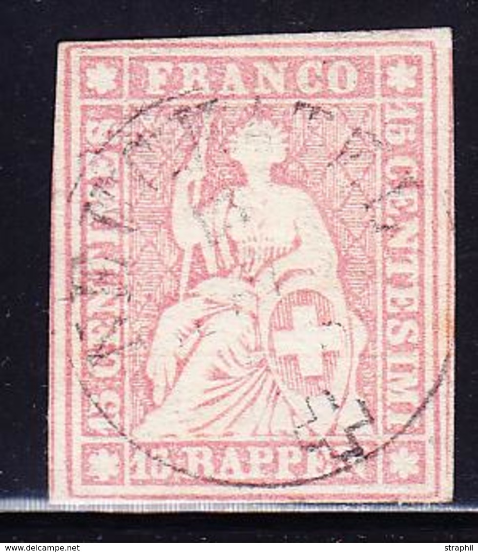 O SUISSE - O - N°28 (Sbk N°24G) - Obl Càd Neuchâtel  - Signé Hermann - TB/SUP - 1843-1852 Timbres Cantonaux Et  Fédéraux