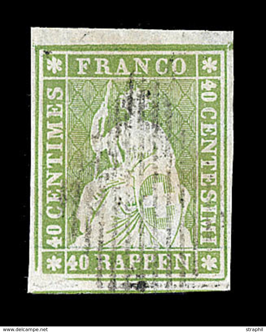 O SUISSE - O - N°30b - Papier Mince - 4 Marges Blanches - 1 Voisin - S/Brun - TB - 1843-1852 Federal & Cantonal Stamps