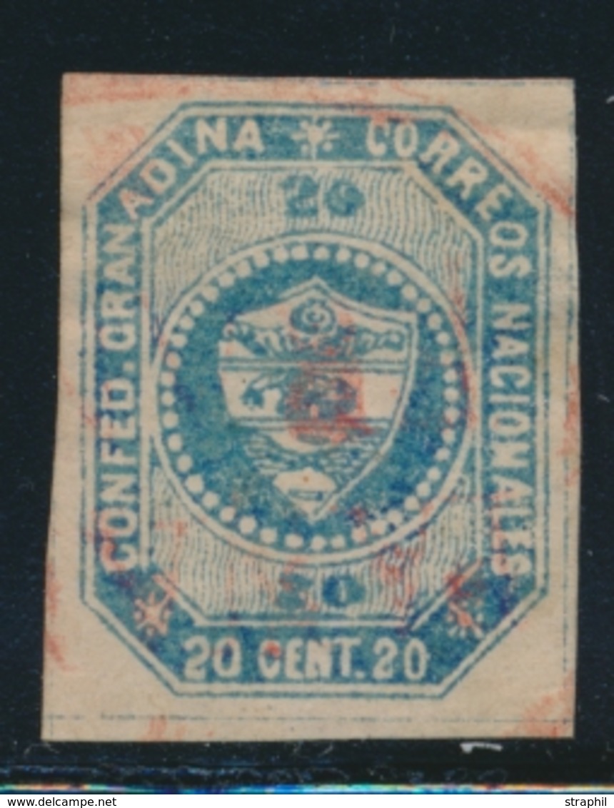 O COLOMBIE - O - N°9 - 20c Bleu - Obl Postale Rouge - TB - Colombie