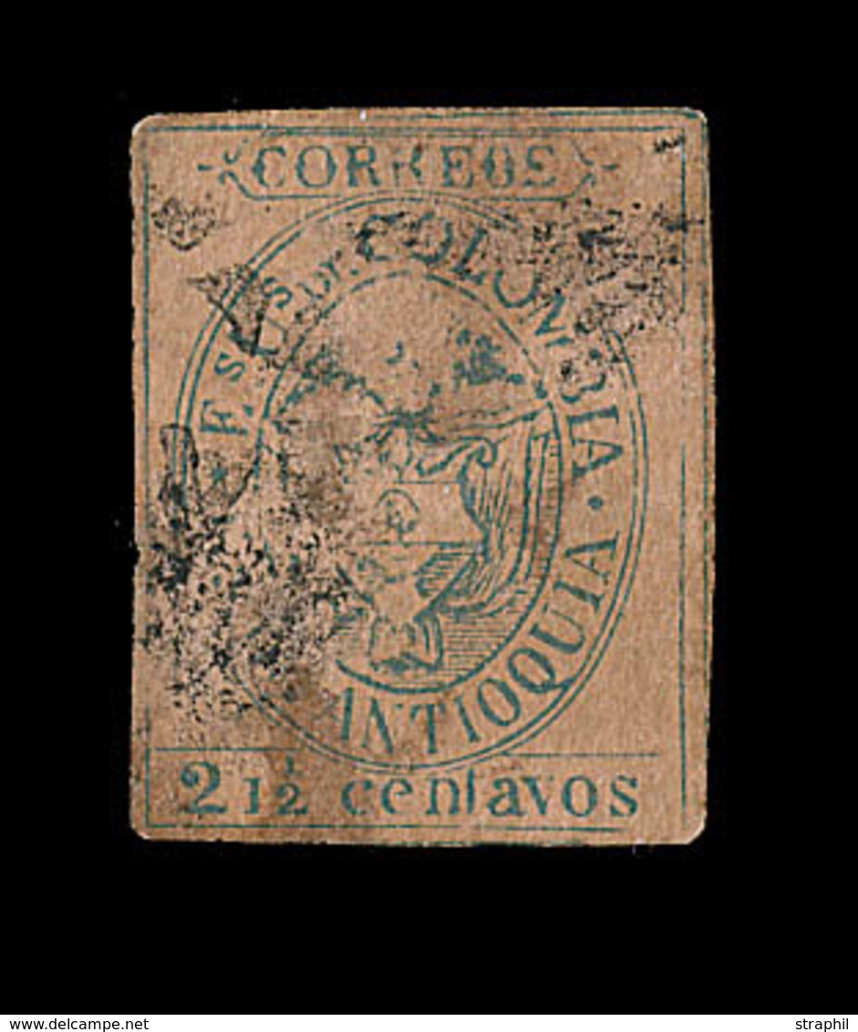 O COLOMBIE/ANTOQUIA - O - N°1 - 2 ½c Bleu - Certif APS - Défauts - Colombia