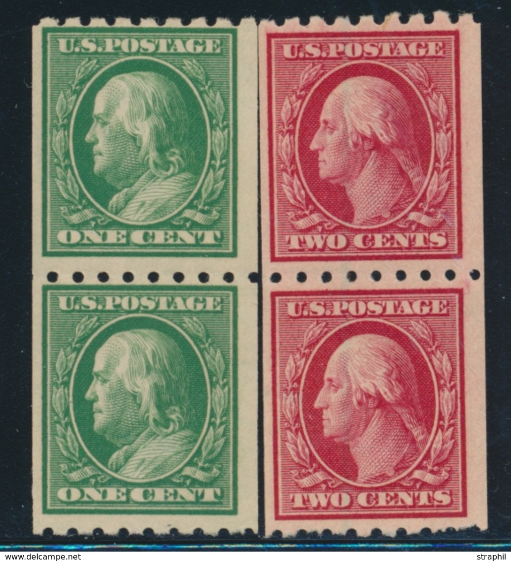 **/* ETATS-UNIS  - **/* - N°167A/68A - 2 Paires Verticales Dentelé 8½ Horiz. - TB - Used Stamps