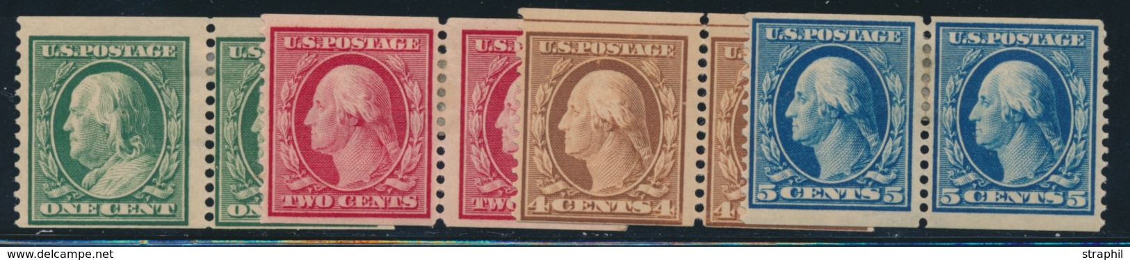 * ETATS-UNIS  - * - N°167C/71C - Dentelé 12 Vertical - En Paire - TB - Used Stamps