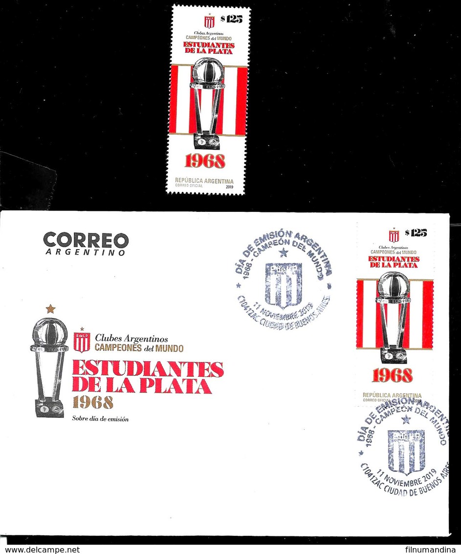 AA54-ARGENTINA,ARGENTINIEN 2019 SPORT FUSSBALL,FOOTBALL ESTUDIANTES DE LA PLATA F.C.PACK POSTFRISCH+ERSSTAGBRIEF,MNH+FDC - Club Mitici