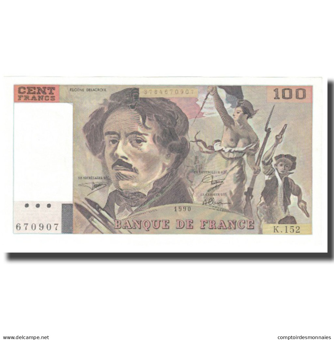 France, 100 Francs, Delacroix, 1990, BRUNEEL BONNARDIN CHARRIAU, NEUF - 100 F 1978-1995 ''Delacroix''