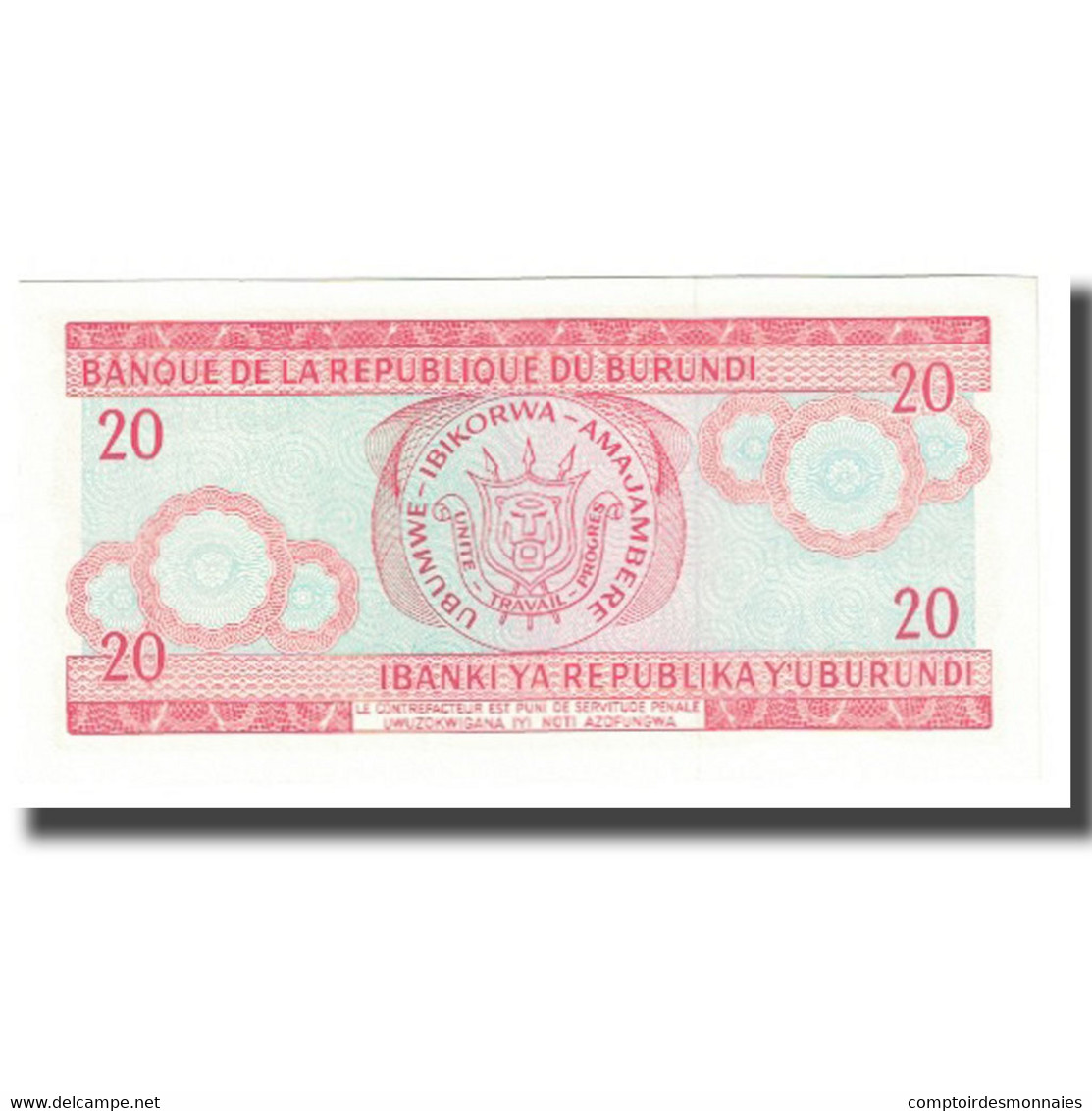 Billet, Burundi, 20 Francs, 2007, 2007-11-01, KM:27A, NEUF - Burundi