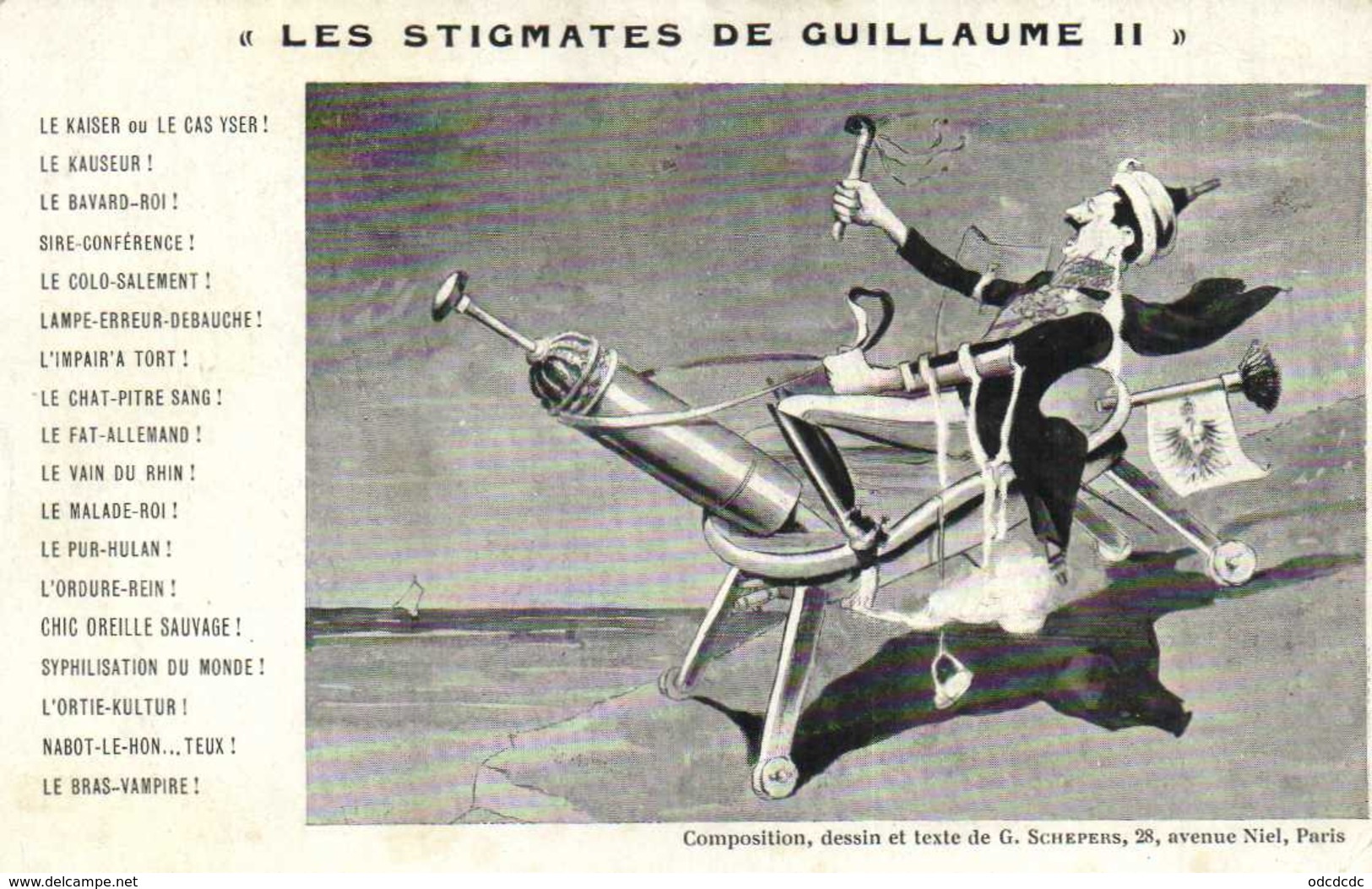 Militaria Satirique "LES STIGMATES DE GUILLAUME II" RV - Patriotiques