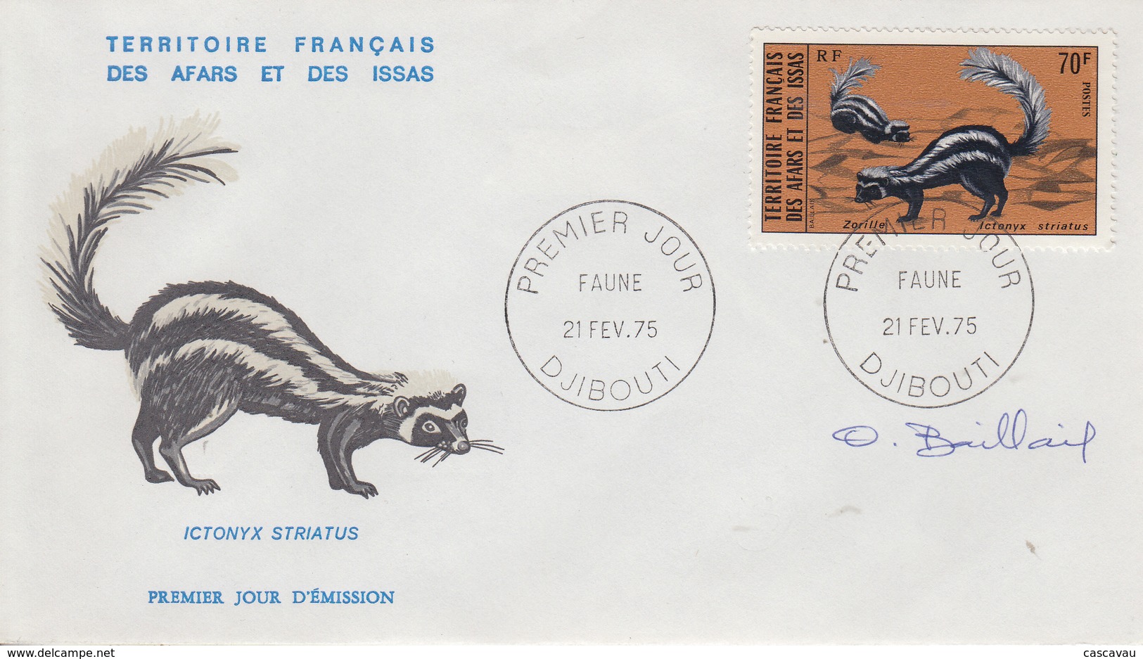 Enveloppe  FDC  1er  Jour  TERRITOIRE  FRANCAIS   Des   AFARS  Et  ISSAS   Faune   1975 - Autres & Non Classés