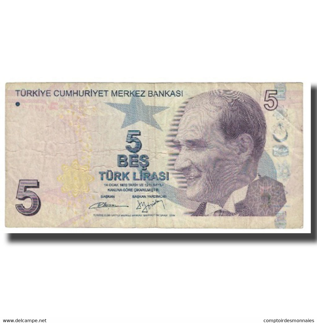 Billet, Turquie, 5 Lira, 1970, 1970-10-14, KM:222, TB - Turquia