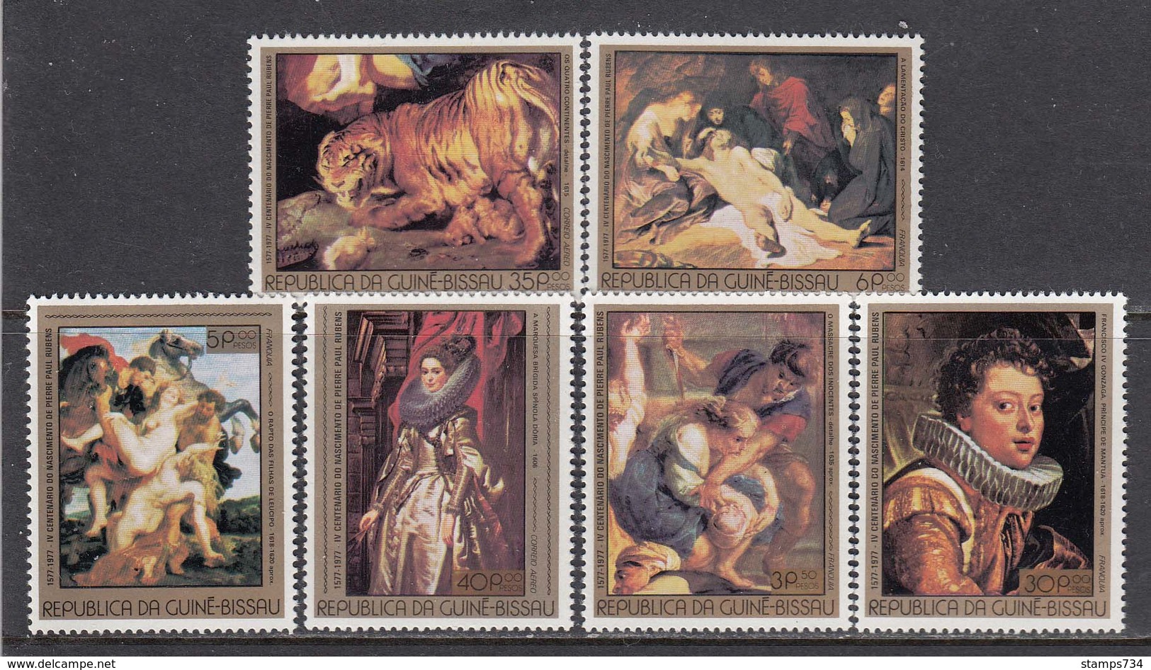 Guinea-Bissau 1977 - Rubens Paintings, Mi-Nr. 447/53, MNH** - Rubens