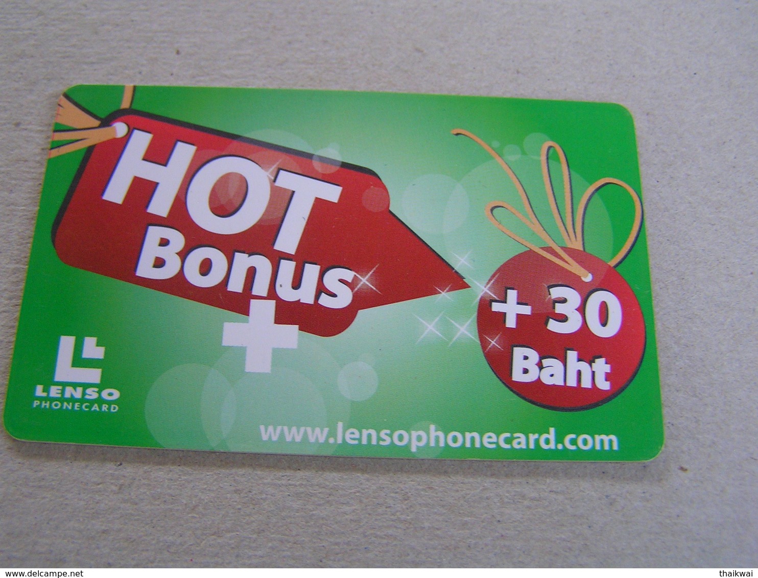 Thailand ,Lenso Used Chipcard  # 260  HOT BONUS ,green - Tailandia