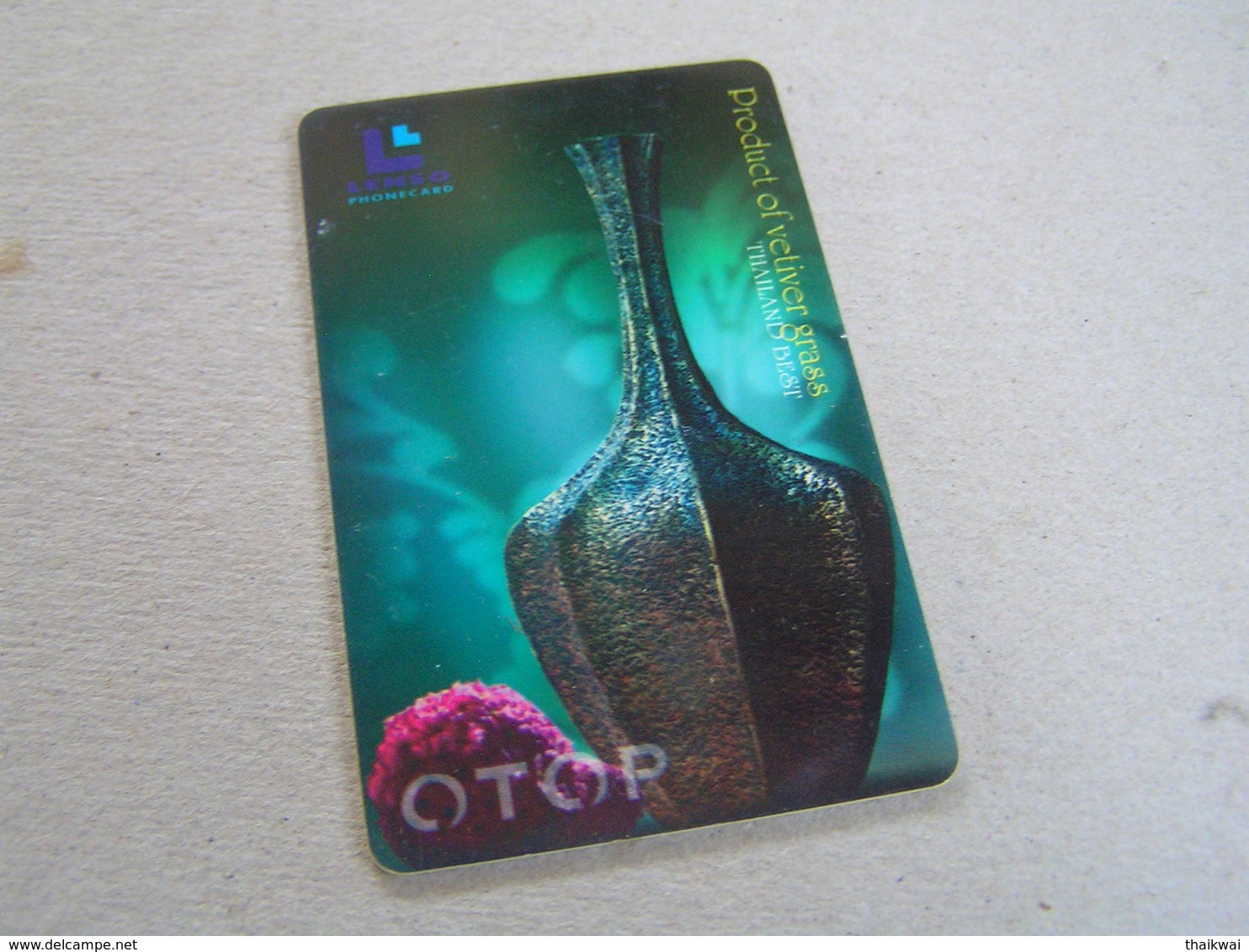 Thailand ,Lenso Used Chipcard  # 243   OTOP  Vetiver Grass Product - Tailandia