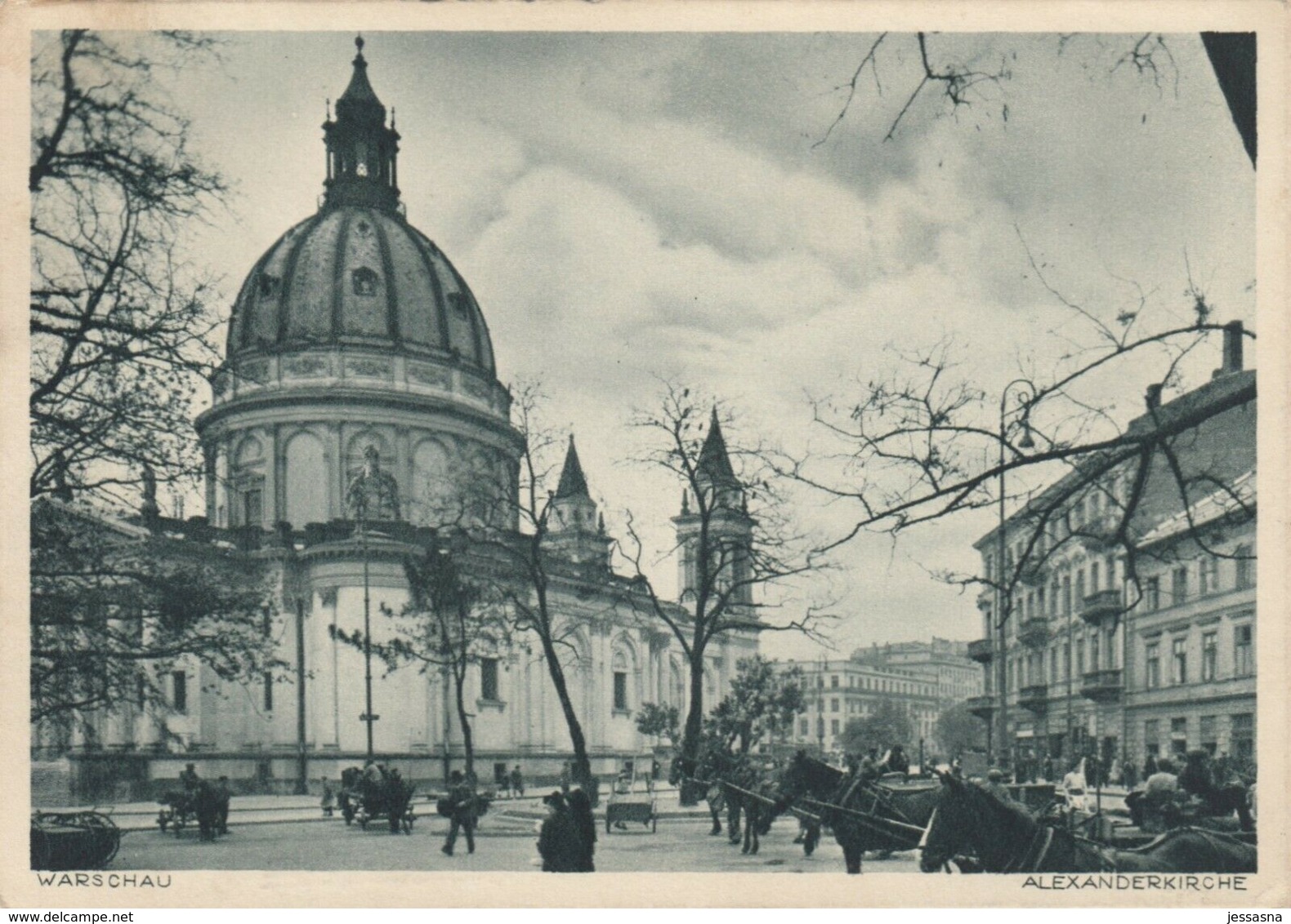 AK - WARSCHAU - Pferdefuhrwerke Bei Der Alexanderkirche 1941 - Polen