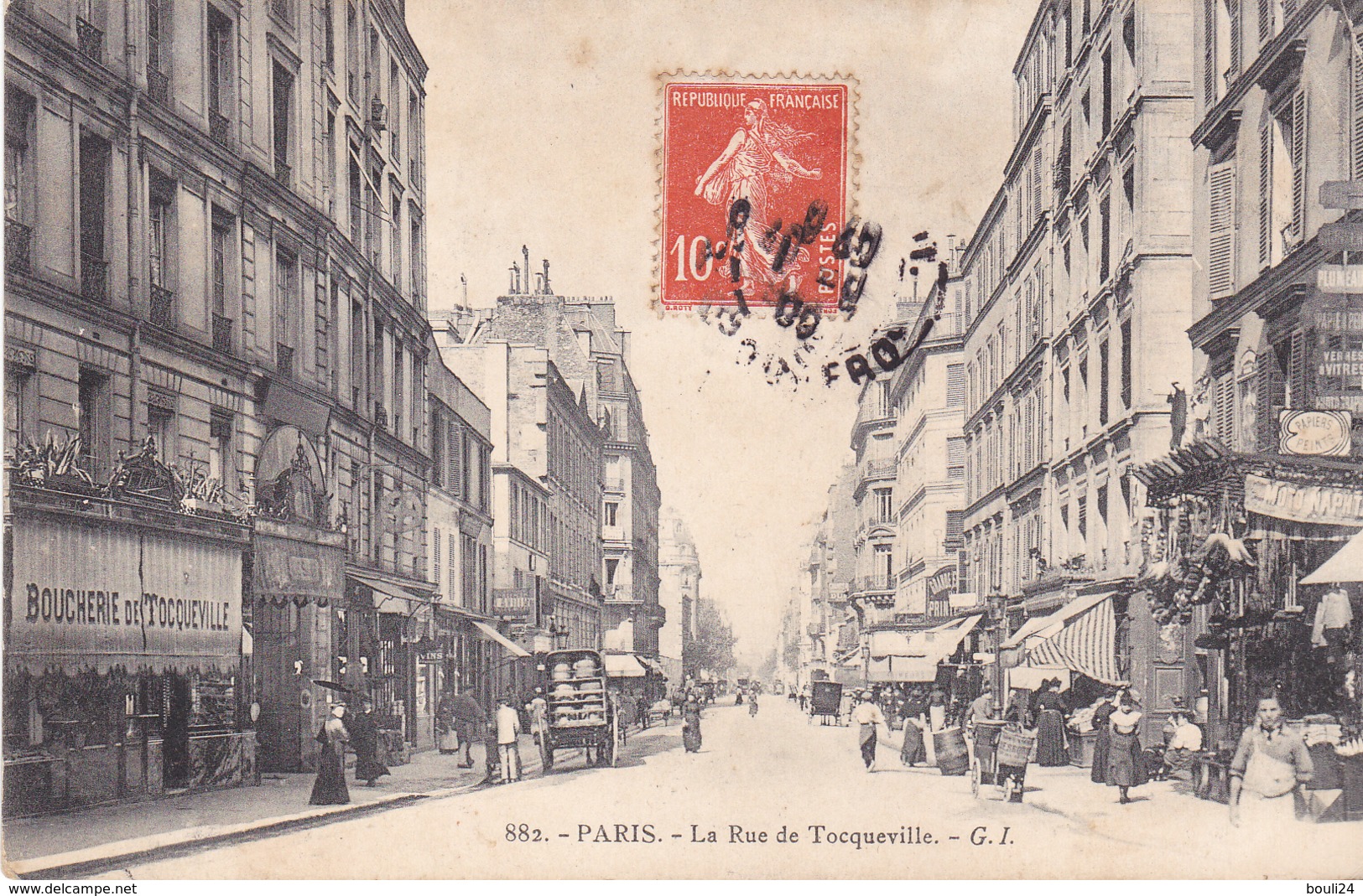 AVIT18-  PARIS  LA RUE DE TOCQUEVILLE  LA BOUCHERIE DE TOCQUEVILLE   CPA  CIRCULEE - Distretto: 17