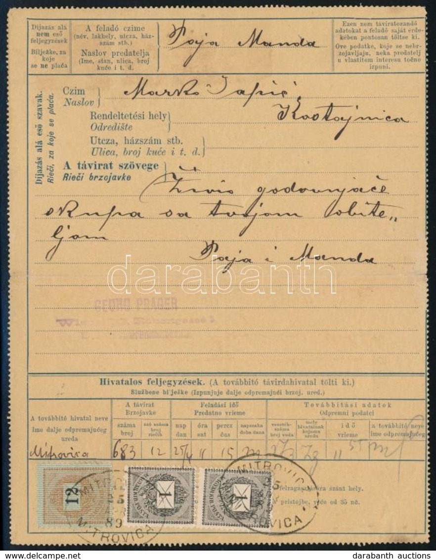 1889.04.25. Kétnyelvű 35kr Zárt Távirat, Szép, Stereo Típusú 2 X 1kr + 12kr Díjkiegészítéssel, A Díjjegyes Katalógus 189 - Other & Unclassified