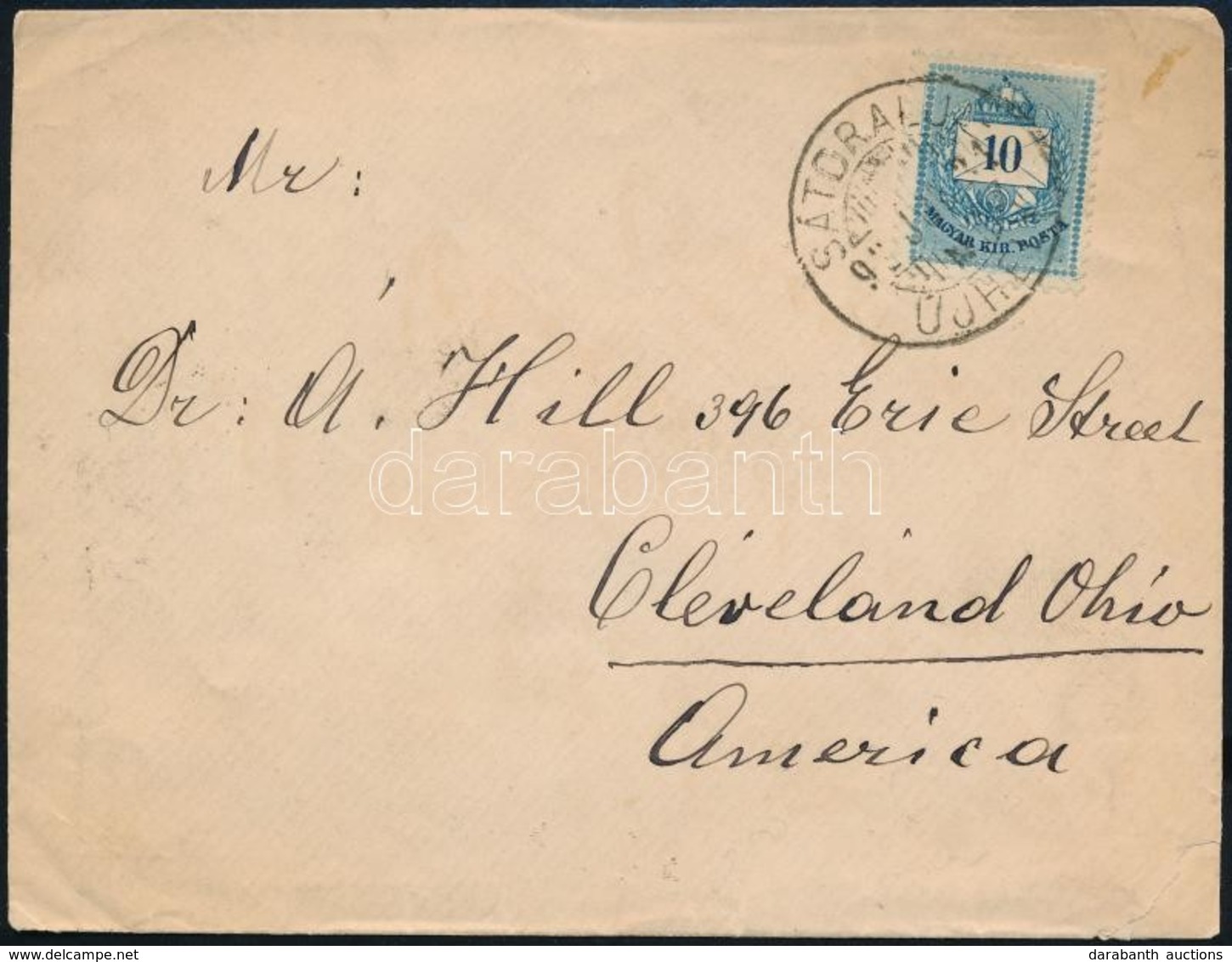 1892 Színesszámú 10kr Levélen Az USA-ba 'SÁTORALJA ÚJHELY' -'CLEVELAND OHIO' - Sonstige & Ohne Zuordnung