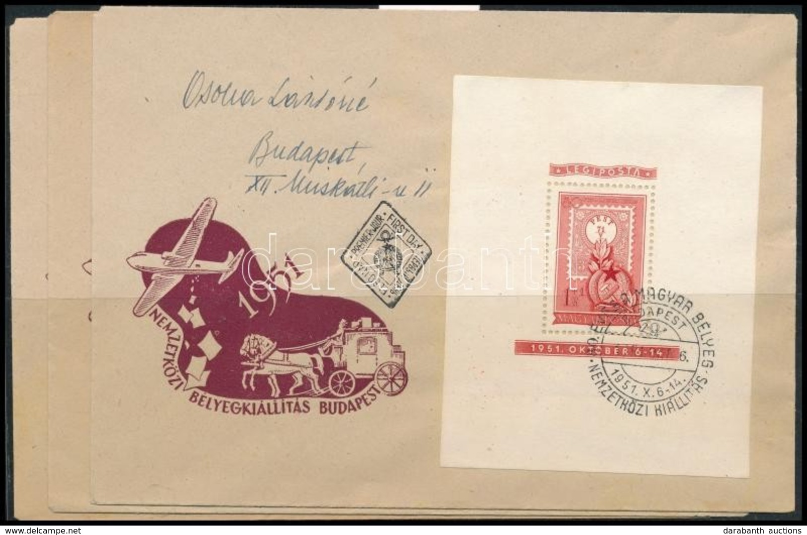 1951 80 éves A Magyar Bélyeg Blokksor 3 FDC-n (50.000) - Other & Unclassified