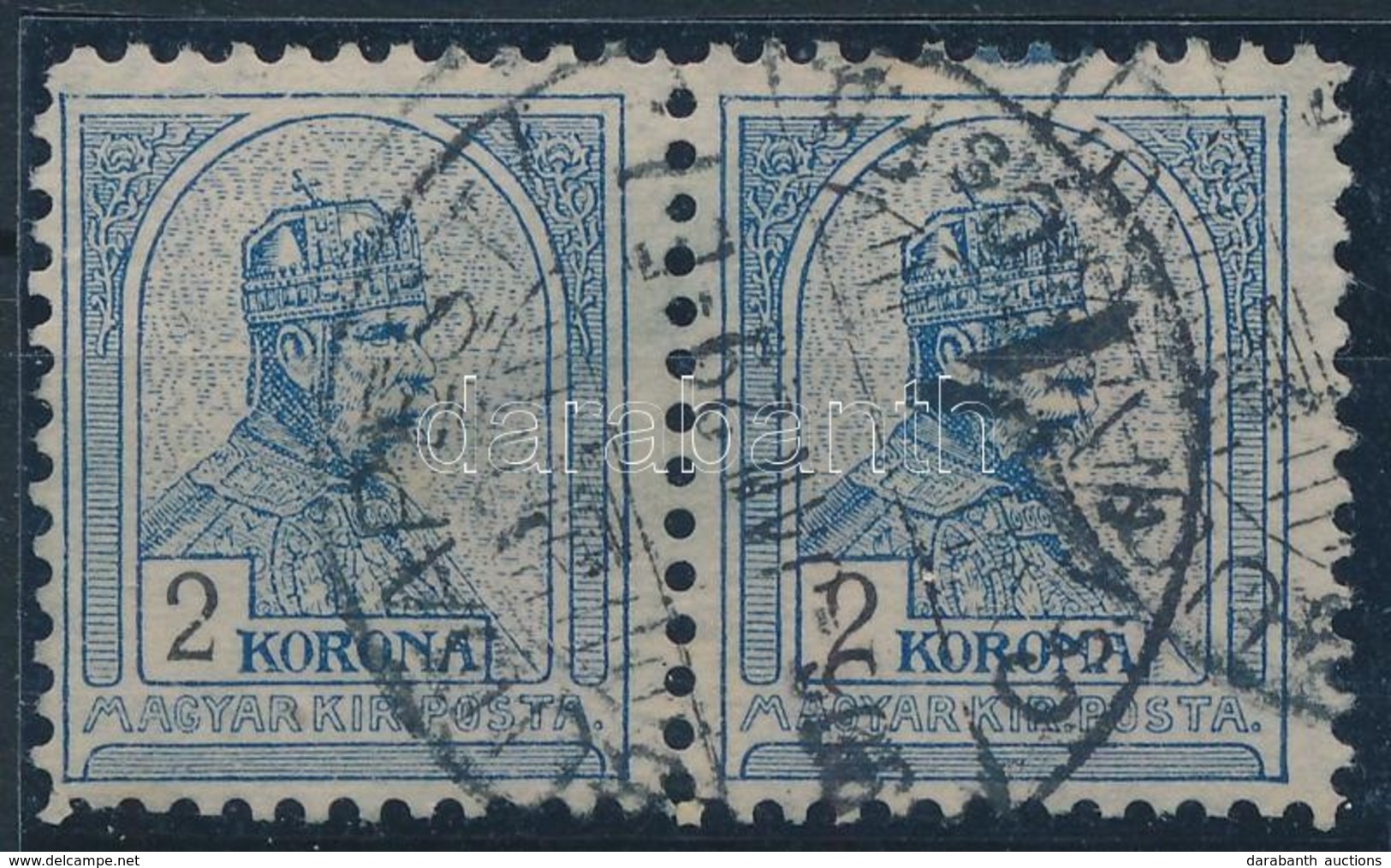 O 1904 Turul 2K Vízszintes Pár 11 1/2 Sorfogazással (40.000) - Other & Unclassified
