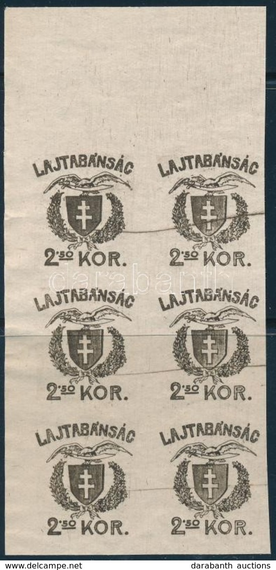 (*) Nyugat-Magyarország VII. 1921 2,50K Vágott Próbanyomat ívszéli Hatostömb - Otros & Sin Clasificación