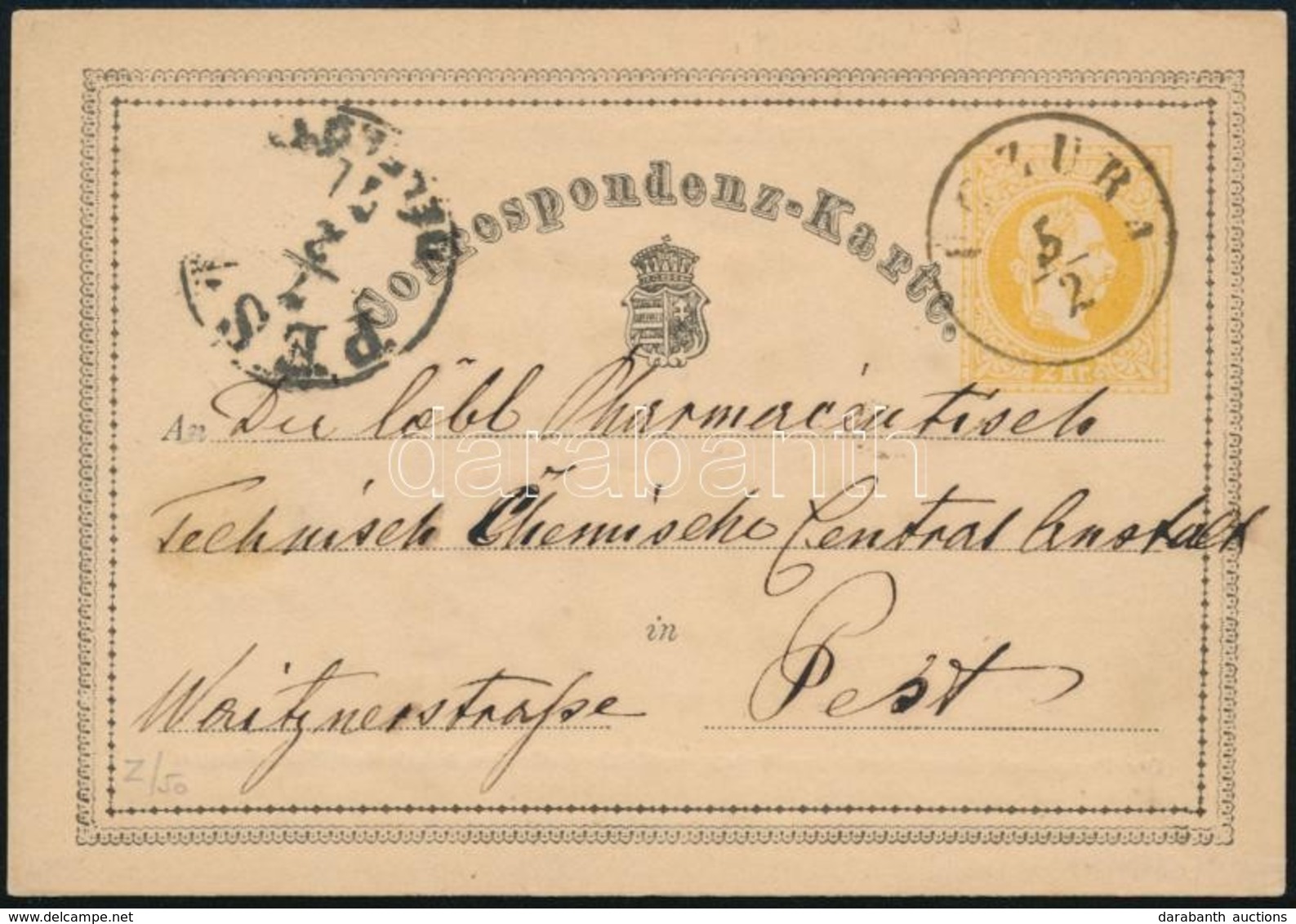 ~1871 Díjjegyes Levelezőlap '(K)UCZURA' (Gudlin 300 Pont) - Pest - Other & Unclassified