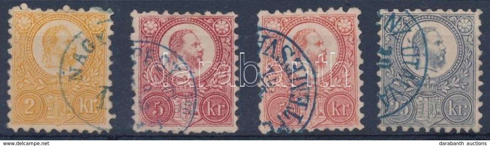 O 1871 4 Db Réznyomat Bélyeg Kék Bélyegzővel (10.800+++) - Sonstige & Ohne Zuordnung