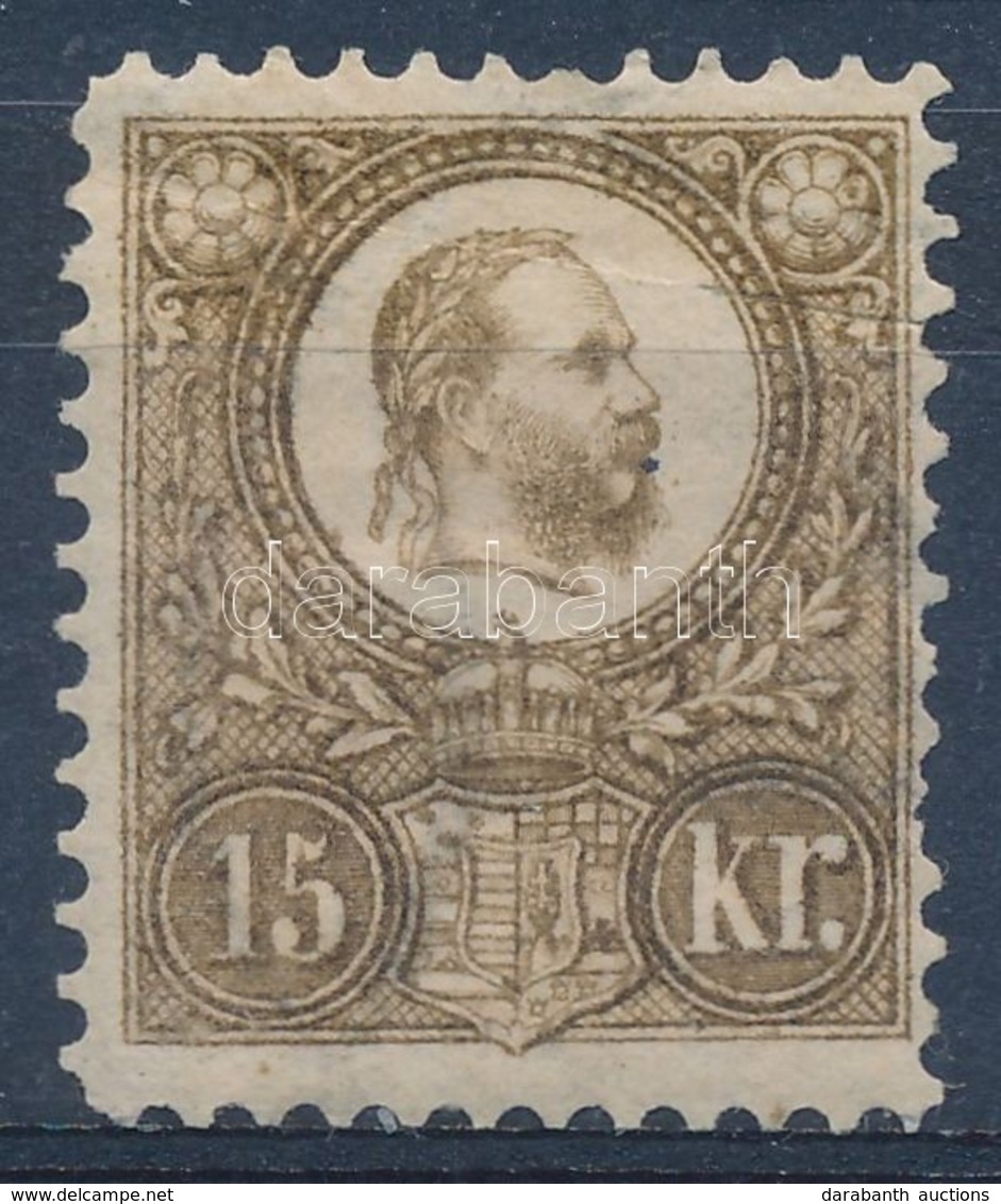 * 1883 Újnyomat 15kr (törés és Foghiány / Folded And Missing Perf.) - Sonstige & Ohne Zuordnung