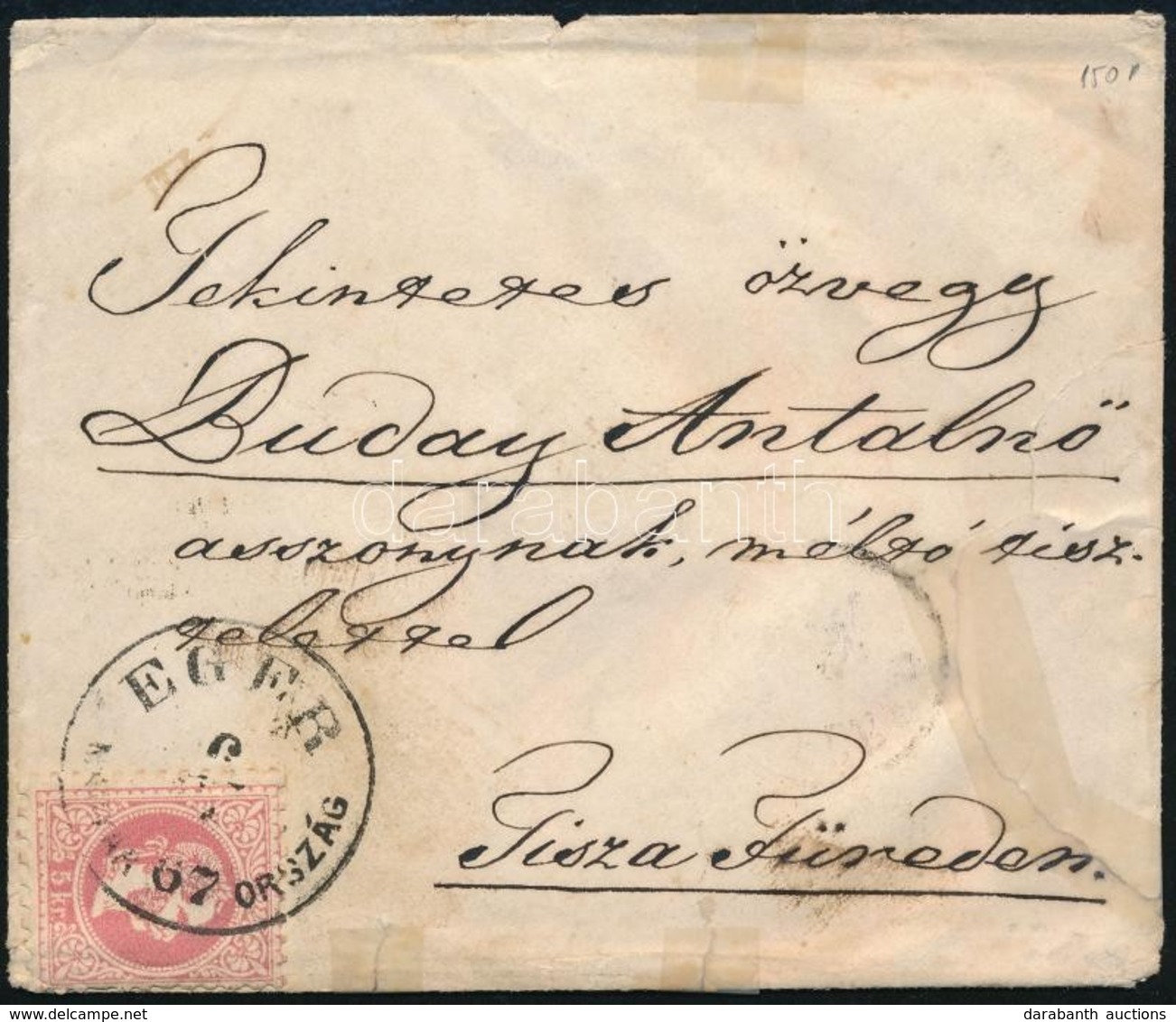 1869 5kr Levélen / On Cover 'EGER MAGYAR ORSZÁG' (Gudlin 250 Pont) - Pest - Other & Unclassified