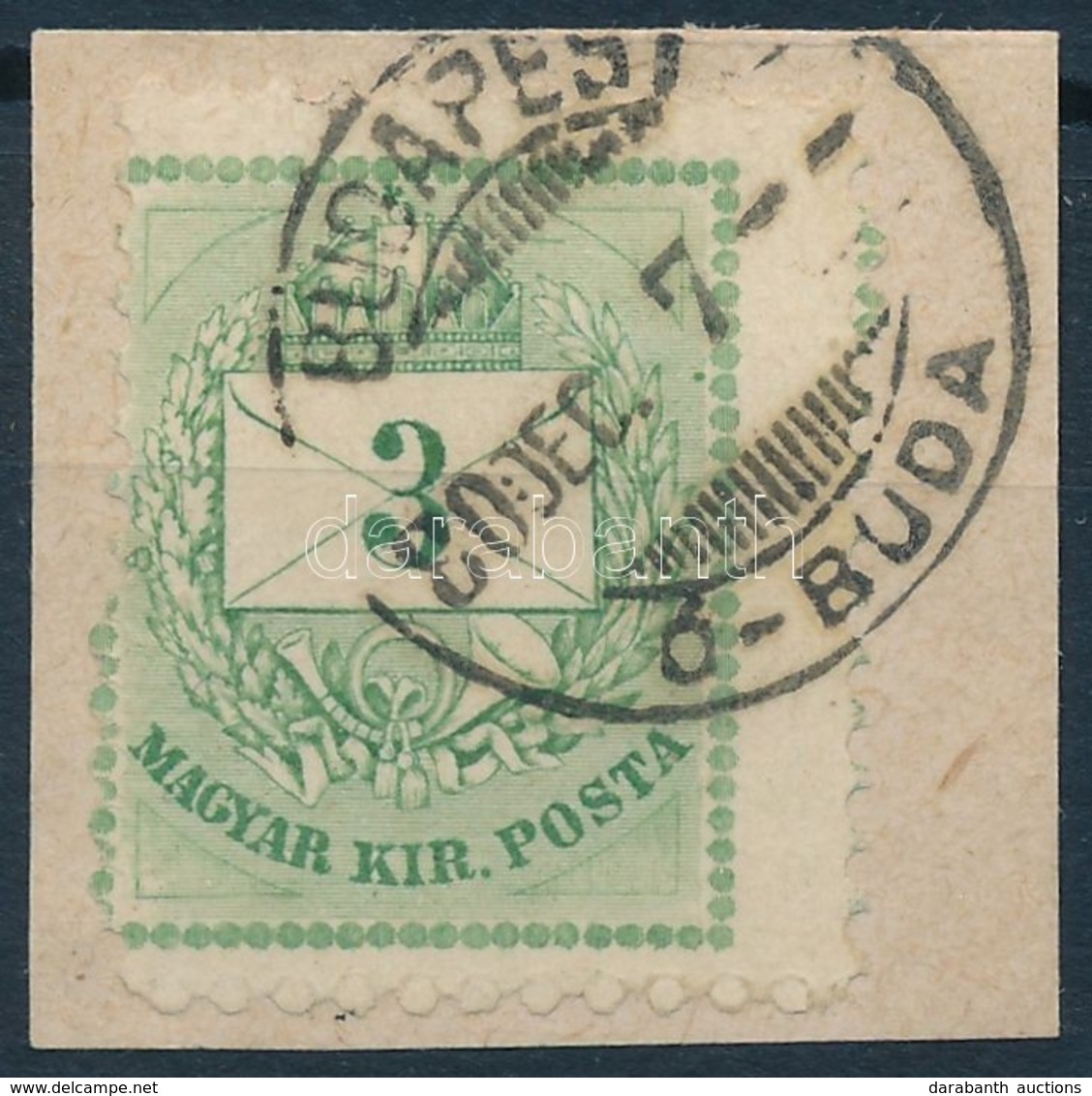 1874 3kr Erősen Elfogazott Bélyeg Kivágáson 'BUDAPEST Ó-BUDA' érdekes Darab - Other & Unclassified