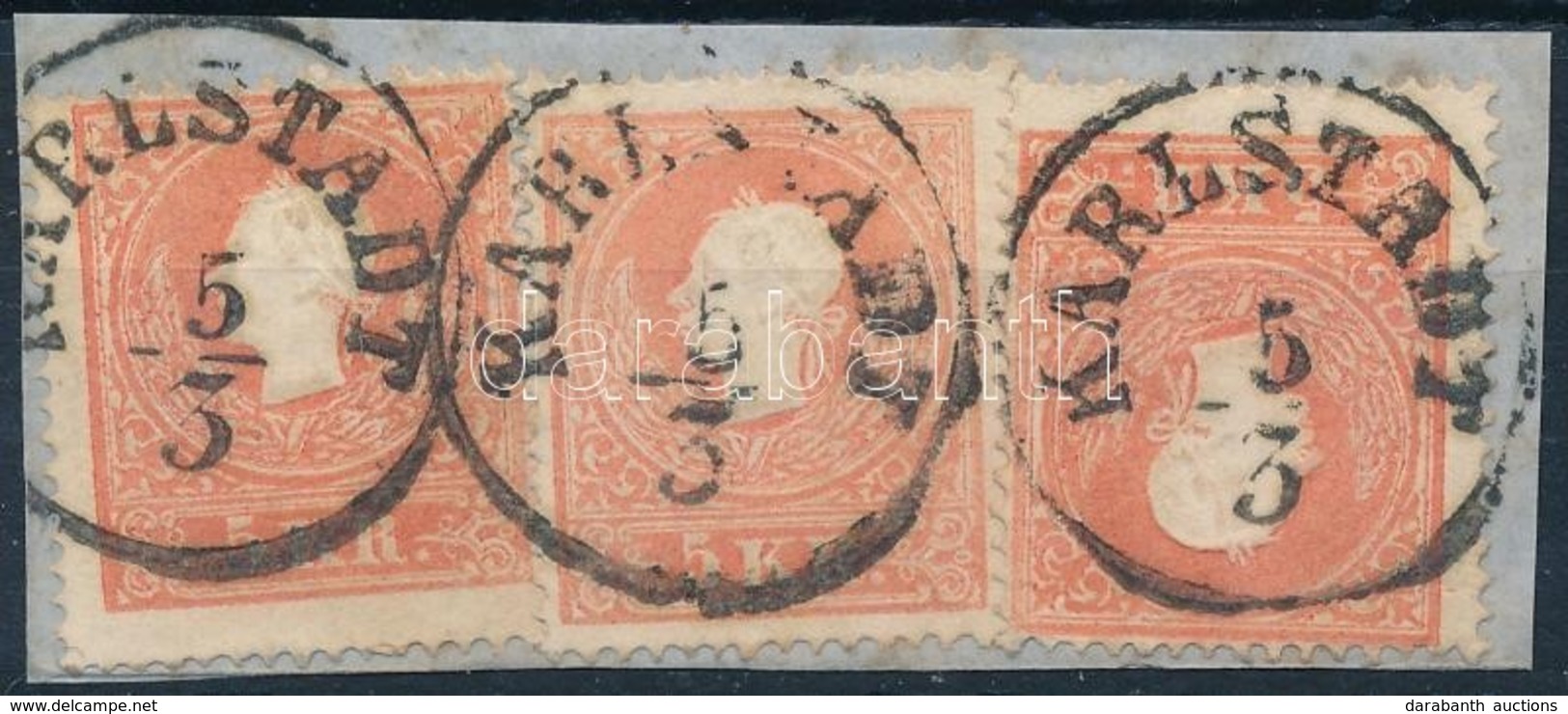 1858 3 X 5kr II. Festékfoltos Bélyegek 'KARLSTADT' - Other & Unclassified