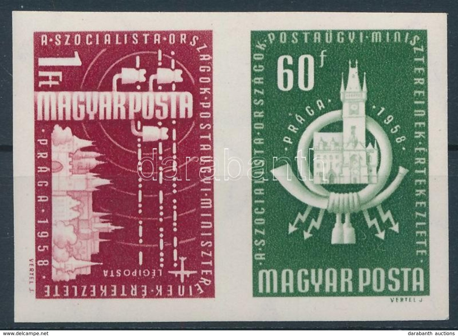 ** 1958 Szocialista Országok Postaügyi Minisztereinek Értekezlete (I.) Vágott Pár (3.000) - Sonstige & Ohne Zuordnung