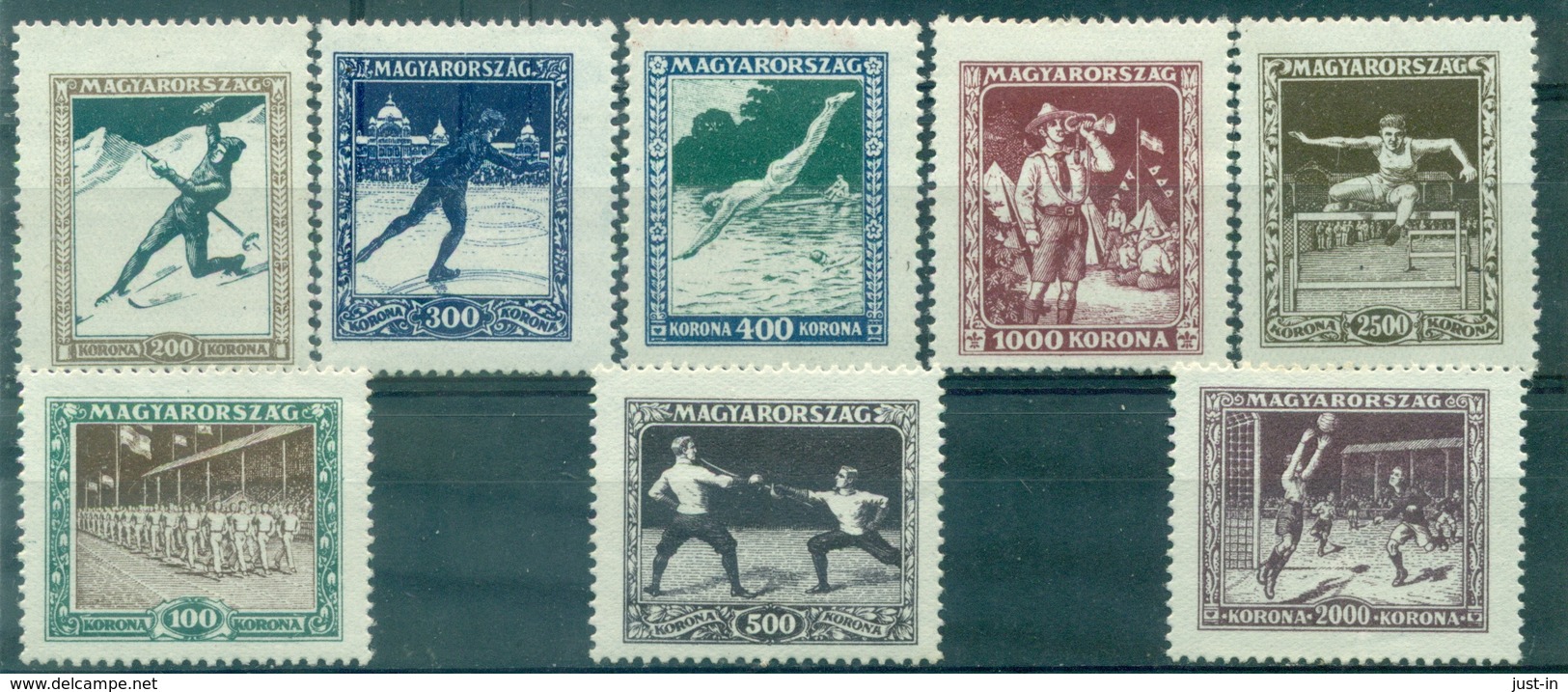 HONGRIE N° 371 / 378 SPORTS 1925 Nx (cote Michel 150 €) Yvert Cote 60 € TB. - Unused Stamps