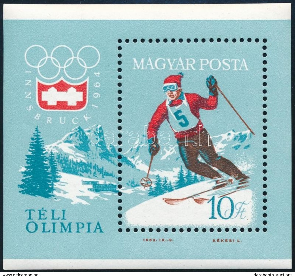 ** 1964 20 Db Innsbruck Téli Olimpia Blokk (20.000) - Otros & Sin Clasificación