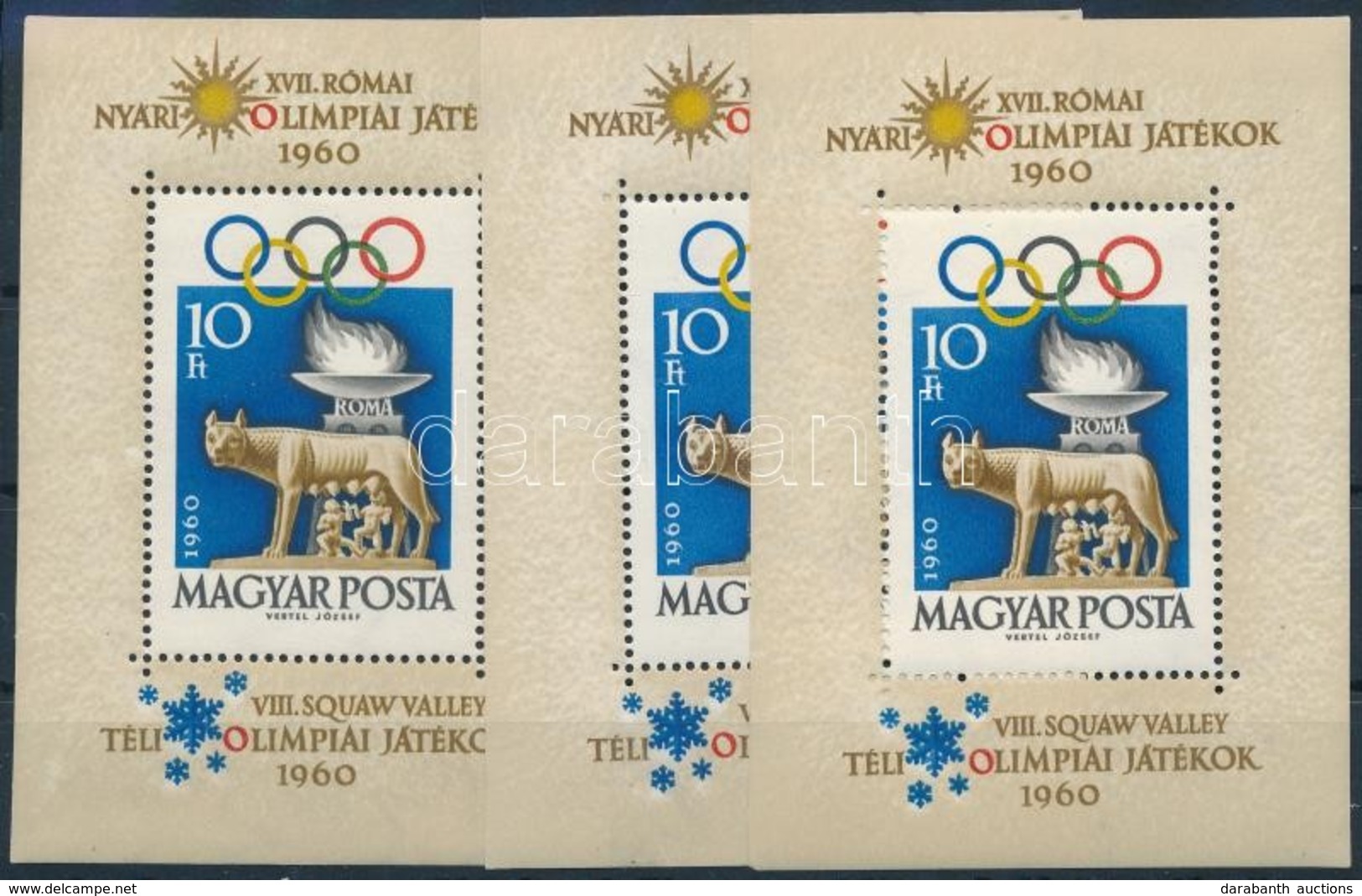 ** 1960 3 Db Római Olimpia Blokk (15.000) - Other & Unclassified