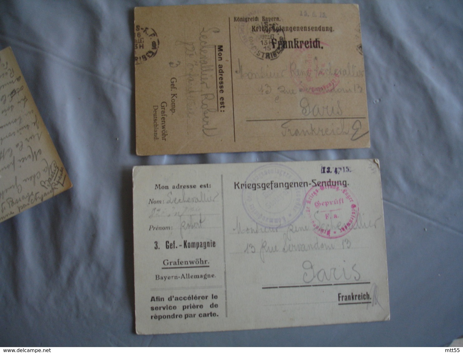 Mlot De 4 Camp Prisonnier Prisonniers  Grafenwohr Lettre Carte Censure Allemande - Guerre De 1914-18