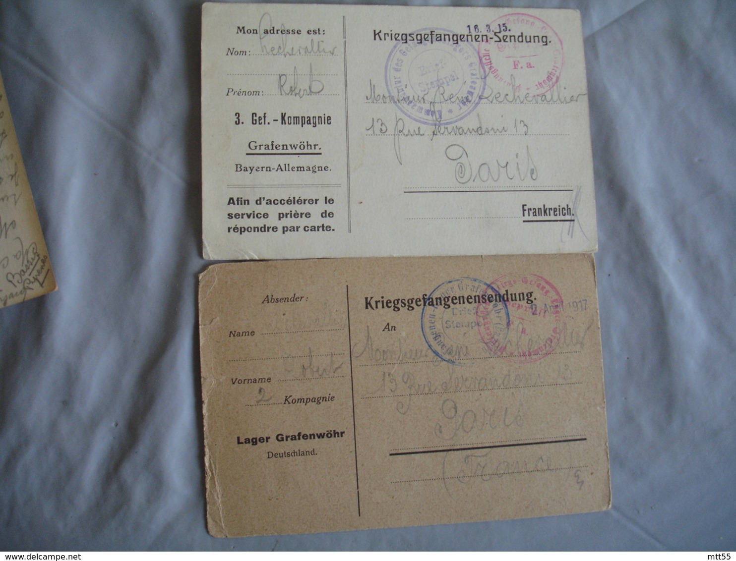 Mlot De 4 Camp Prisonnier Prisonniers  Grafenwohr Lettre Carte Censure Allemande - Guerre De 1914-18