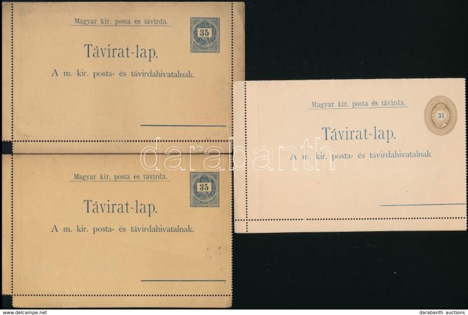 1888-1900 6 Db (35, 31, 62 Kr/f) Zárt Táviratlapok, Sérült Lapszélek / Damaged Edges (15.000) - Other & Unclassified