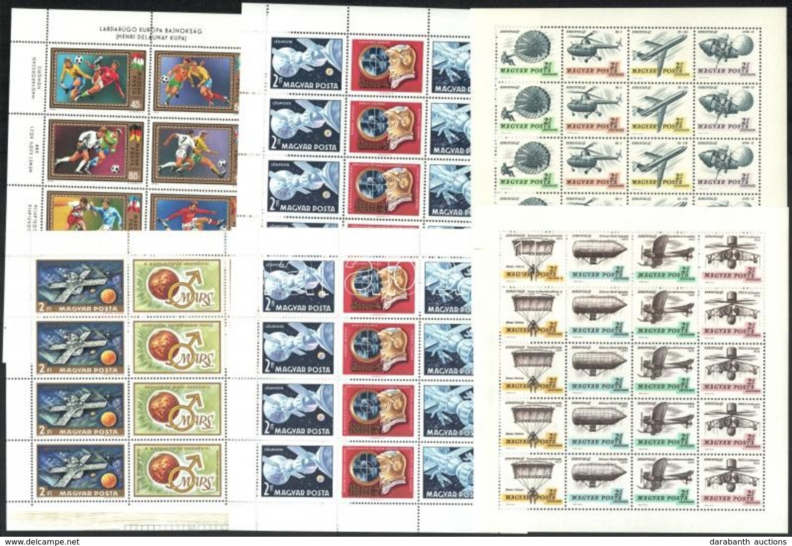 ** 1967-1972 Aerofila I. és II., Szojuz 4-5 Kétféle Fogazással, Mars 2-3, Labdarúgó EB Kisívek - Other & Unclassified
