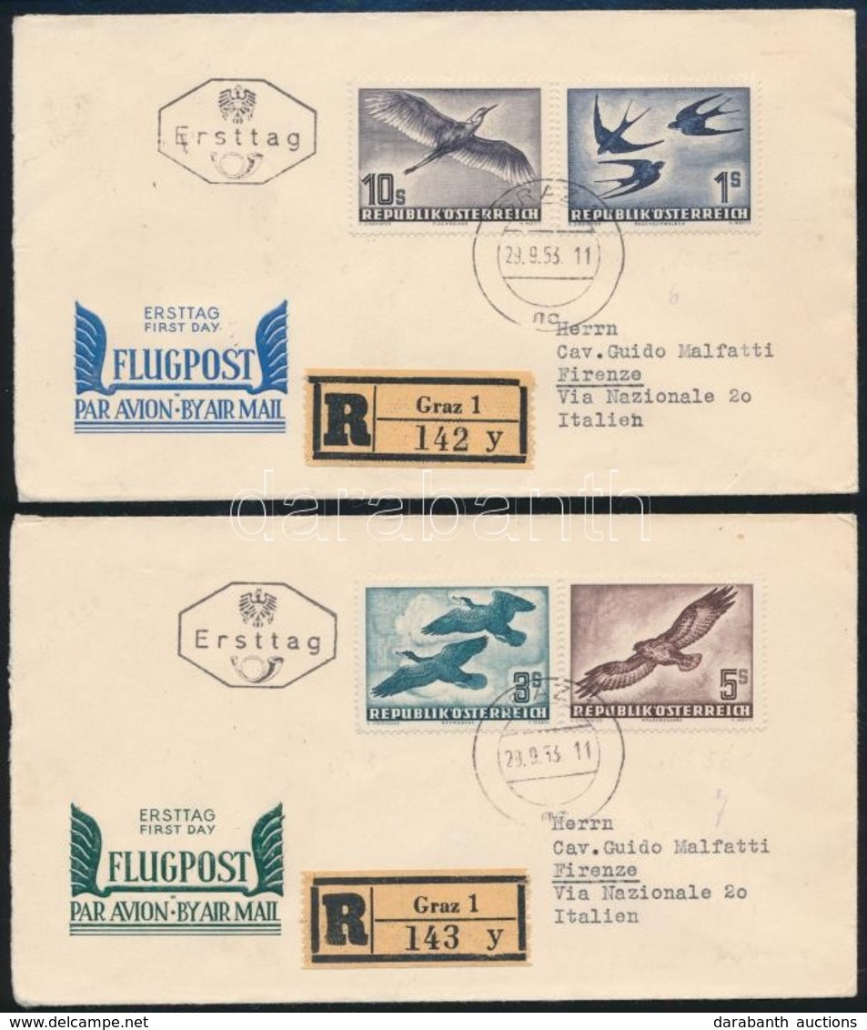 Ausztria 1956 Madarak III. Mi 984-987 2 Db FDC-n Olaszországba (Mi EUR 700.-+++) - Sonstige & Ohne Zuordnung