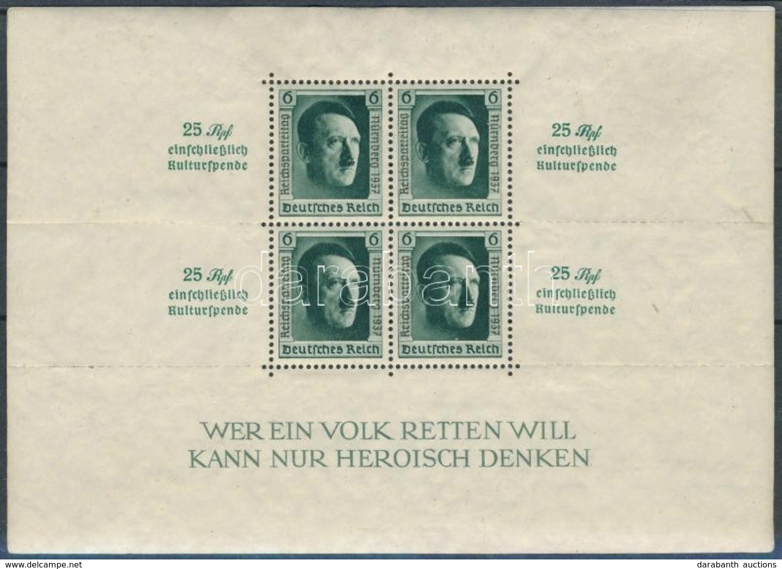 ** Deutsches Reich 1937 Birodalmi Pártnap Blokk Mi 11 (Mi EUR 320.-) (hullámos / Wavy) - Other & Unclassified