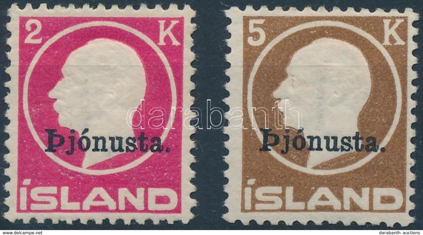** Izland 1922 Hivatalos Bélyeg Sor Mi 41 I-42 (Mi 42 Halvány  Rozsdafolt / Light Stain) (Mi EUR 740,-) - Other & Unclassified
