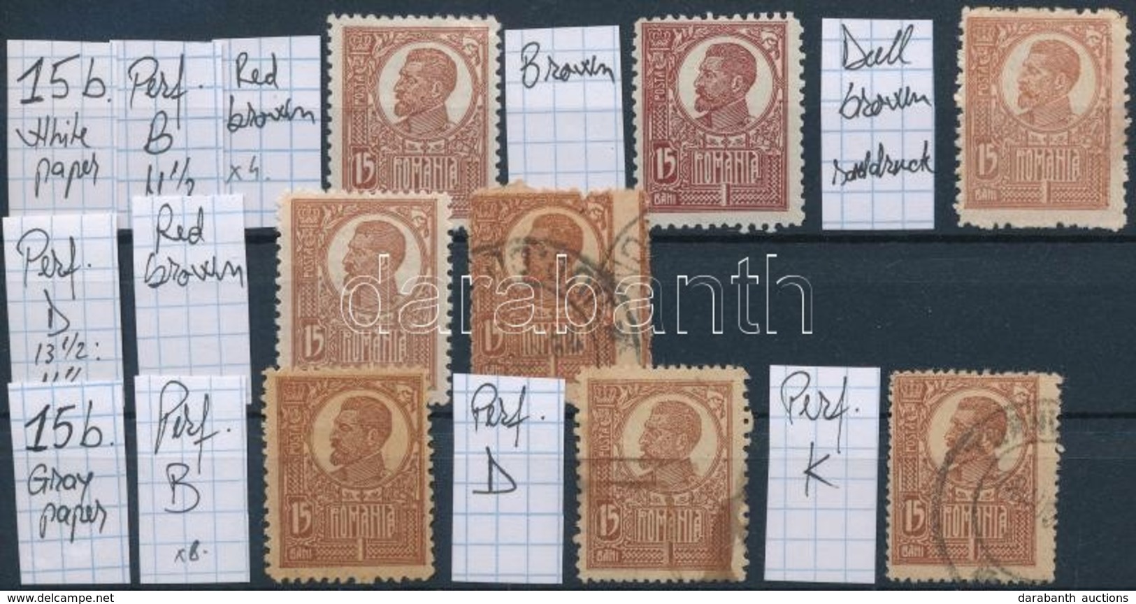 (*) * O Románia 1920 Ferdinánd Király 8 Db Bélyeg Mi 254 Speciális Gyűjtemény Stecklapon - Other & Unclassified