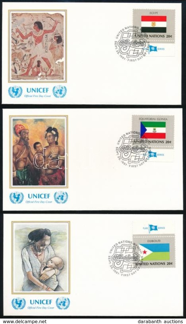 ** ENSZ 1981-1982 Zászlók 40 Db FDC + 8 Db Kisív - Other & Unclassified