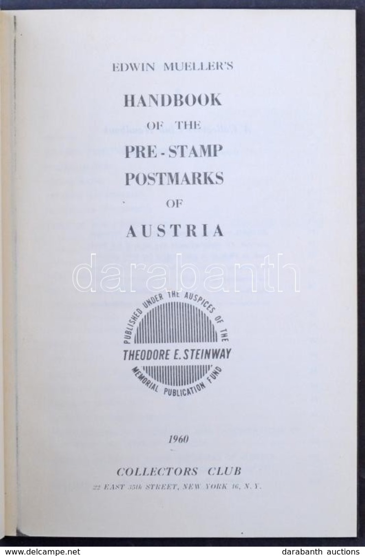 Müller: Bélyeg Előtti Bélyegzések Katalógusa, Az 1960-as New Yorki Kiadás Másolata - Sonstige & Ohne Zuordnung