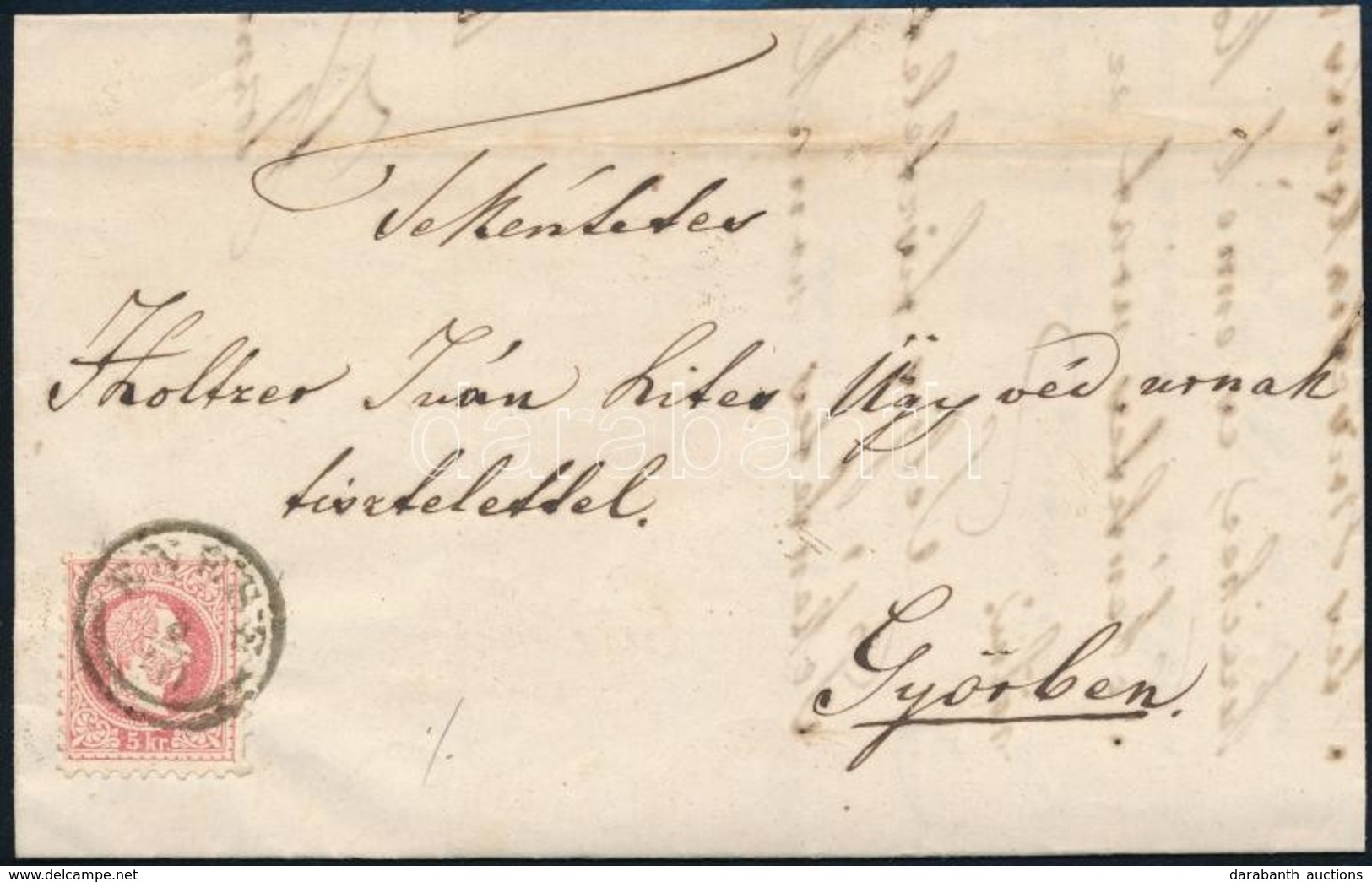 1867 5kr Levélen 'ENESE' - Oval 'GYŐR RAAB' - Other & Unclassified