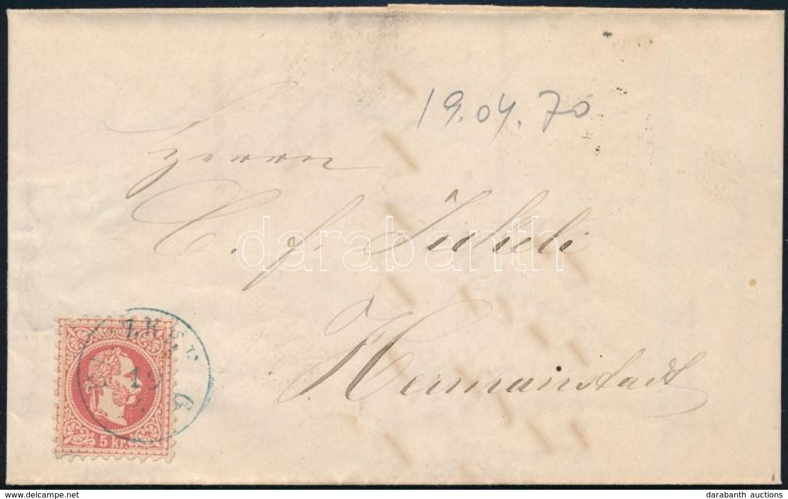 1870 Számlalevél 5kr Határőrvidék Okmánybélyeggel + 5kr Bélyegen 'RUSZKBERG' - Other & Unclassified