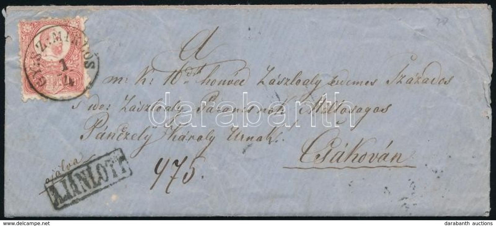 1874 Réznyomat 5kr + 10kr Ajánlott Levélen 'GY:SZ:MIKLÓS' - Csákvár - Sonstige & Ohne Zuordnung