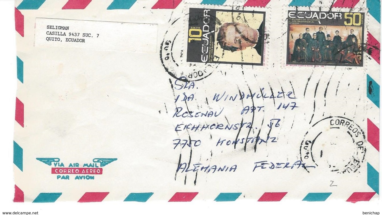 COVER CORREO ECUADOR - VIA AIR MAIL- QUITO - KONZTANZ - GERMANY. - Equateur