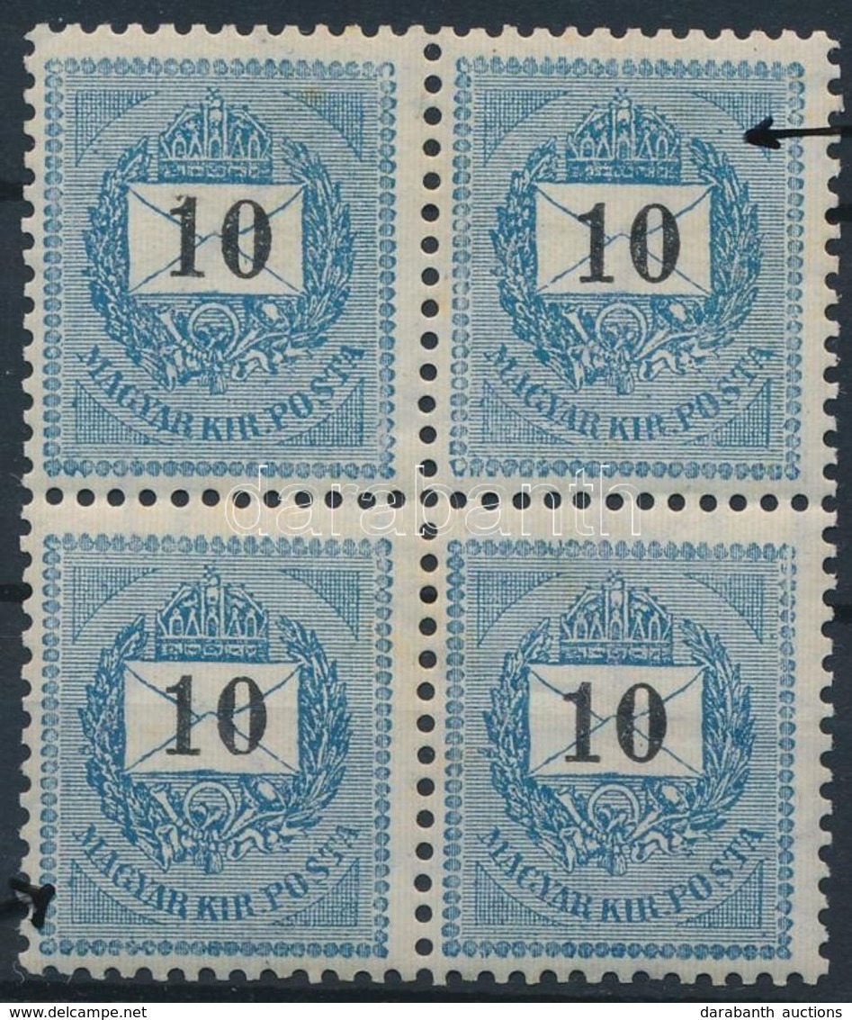 ** 1898 10kr Négyestömb Lemezhibákkal / Block Of 4 With Plate Flaws (halvány Rozsda / Light Stain) - Sonstige & Ohne Zuordnung