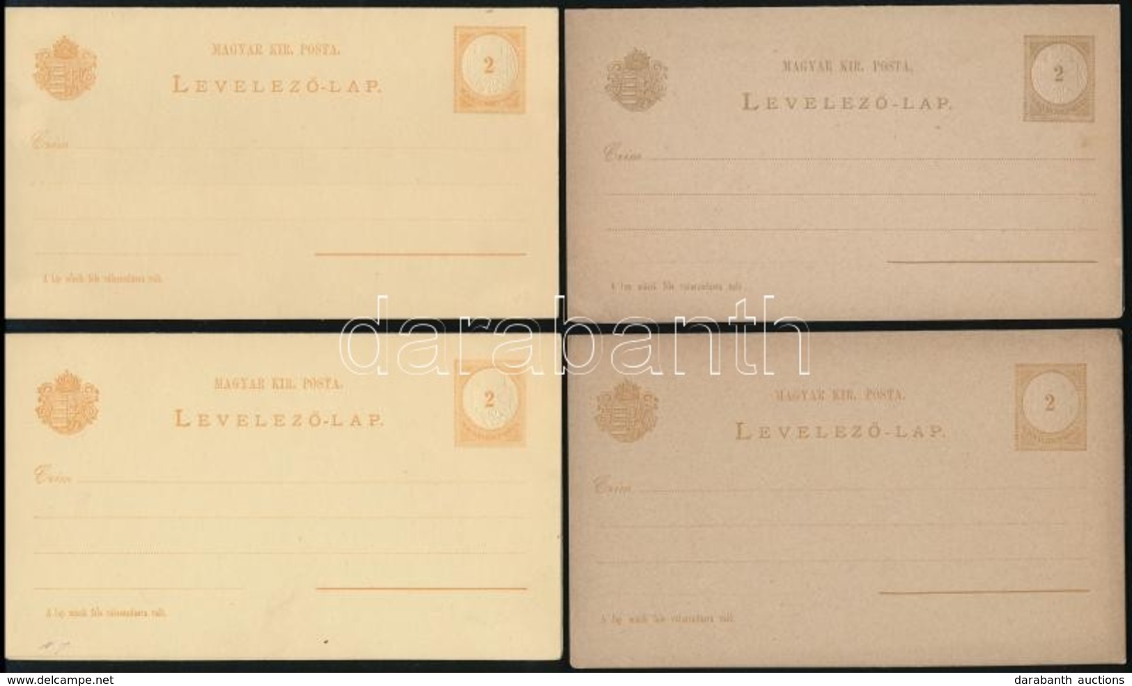 1874 Válaszos Levelezőlapok, 2 Db IV. Vízjellel - Magyar és 2 Db Vízjel Nélkül - Magyar (8.000) - Other & Unclassified